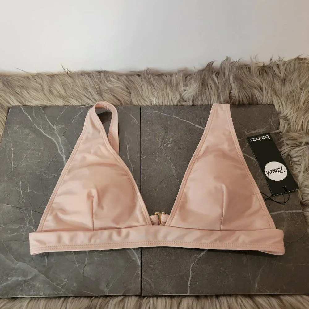 Boohoo Pink Triangle Bikini